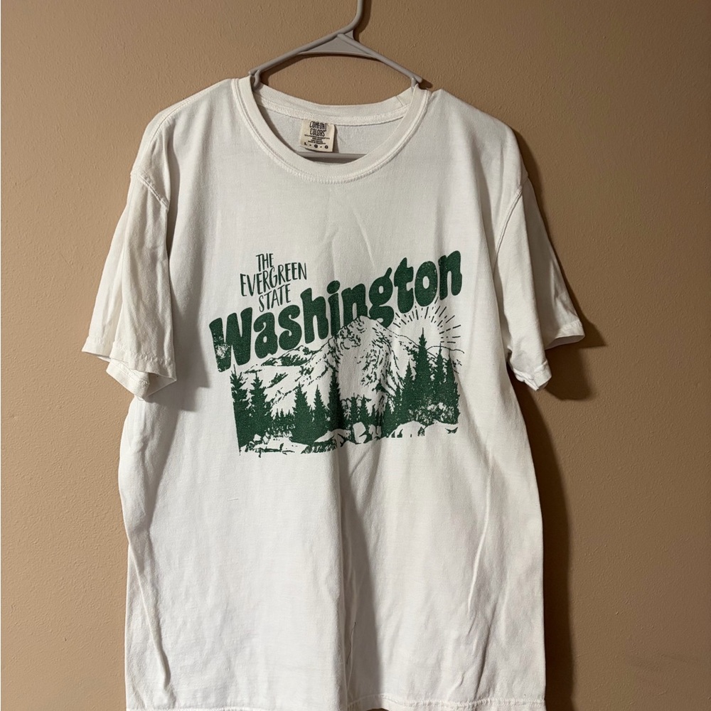 Comfort Colors Evergreen State Graphic White T-Shirt